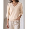 image:imageCicy Bell Womens 34 Puff Sleeve Sweaters Casual V Neck Knit Pullover TopsBeige