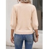 image:imageCicy Bell Womens 34 Puff Sleeve Sweaters Casual V Neck Knit Pullover TopsBeige