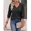 image:imageCicy Bell Womens 34 Puff Sleeve Sweaters Casual V Neck Knit Pullover TopsBlack