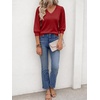 image:imageCicy Bell Womens 34 Puff Sleeve Sweaters Casual V Neck Knit Pullover TopsBurgundy
