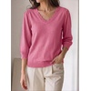 image:imageCicy Bell Womens 34 Puff Sleeve Sweaters Casual V Neck Knit Pullover TopsDeep Pink