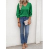 image:imageCicy Bell Womens 34 Puff Sleeve Sweaters Casual V Neck Knit Pullover TopsGreen