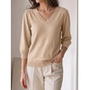 image:imageCicy Bell Womens 34 Puff Sleeve Sweaters Casual V Neck Knit Pullover TopsKhaki