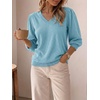 image:imageCicy Bell Womens 34 Puff Sleeve Sweaters Casual V Neck Knit Pullover TopsLight Blue