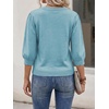 image:imageCicy Bell Womens 34 Puff Sleeve Sweaters Casual V Neck Knit Pullover TopsLight Blue