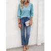 image:imageCicy Bell Womens 34 Puff Sleeve Sweaters Casual V Neck Knit Pullover TopsLight Blue