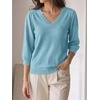 image:imageCicy Bell Womens 34 Puff Sleeve Sweaters Casual V Neck Knit Pullover TopsLight Blue