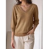 image:imageCicy Bell Womens 34 Puff Sleeve Sweaters Casual V Neck Knit Pullover TopsLight Brown