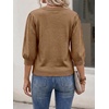 image:imageCicy Bell Womens 34 Puff Sleeve Sweaters Casual V Neck Knit Pullover TopsLight Brown