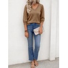 image:imageCicy Bell Womens 34 Puff Sleeve Sweaters Casual V Neck Knit Pullover TopsLight Brown