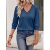 image:imageCicy Bell Womens 34 Puff Sleeve Sweaters Casual V Neck Knit Pullover TopsNavy