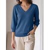 image:imageCicy Bell Womens 34 Puff Sleeve Sweaters Casual V Neck Knit Pullover TopsNavy