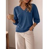 image:imageCicy Bell Womens 34 Puff Sleeve Sweaters Casual V Neck Knit Pullover TopsNavy