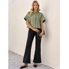 image:imageCicy Bell Womens Cropped Blouse Short Sleeve Button Down Shirt Dressy TopsArmy Green