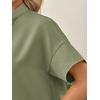 image:imageCicy Bell Womens Cropped Blouse Short Sleeve Button Down Shirt Dressy TopsArmy Green