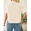 image:imageCicy Bell Womens Cropped Blouse Short Sleeve Button Down Shirt Dressy TopsBeige