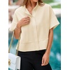 image:imageCicy Bell Womens Cropped Blouse Short Sleeve Button Down Shirt Dressy TopsBeige