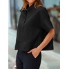 image:imageCicy Bell Womens Cropped Blouse Short Sleeve Button Down Shirt Dressy TopsBlack