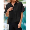 image:imageCicy Bell Womens Cropped Blouse Short Sleeve Button Down Shirt Dressy TopsBlack