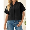 image:imageCicy Bell Womens Cropped Blouse Short Sleeve Button Down Shirt Dressy TopsBlack