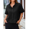 image:imageCicy Bell Womens Cropped Blouse Short Sleeve Button Down Shirt Dressy TopsBlack