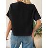 image:imageCicy Bell Womens Cropped Blouse Short Sleeve Button Down Shirt Dressy TopsBlack