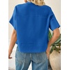 image:imageCicy Bell Womens Cropped Blouse Short Sleeve Button Down Shirt Dressy TopsBlue