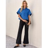 image:imageCicy Bell Womens Cropped Blouse Short Sleeve Button Down Shirt Dressy TopsBlue