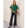 image:imageCicy Bell Womens Cropped Blouse Short Sleeve Button Down Shirt Dressy TopsDark Green