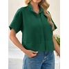 image:imageCicy Bell Womens Cropped Blouse Short Sleeve Button Down Shirt Dressy TopsDark Green