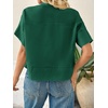 image:imageCicy Bell Womens Cropped Blouse Short Sleeve Button Down Shirt Dressy TopsDark Green