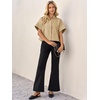 image:imageCicy Bell Womens Cropped Blouse Short Sleeve Button Down Shirt Dressy TopsKhaki