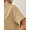 image:imageCicy Bell Womens Cropped Blouse Short Sleeve Button Down Shirt Dressy TopsKhaki