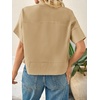 image:imageCicy Bell Womens Cropped Blouse Short Sleeve Button Down Shirt Dressy TopsKhaki