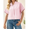 image:imageCicy Bell Womens Cropped Blouse Short Sleeve Button Down Shirt Dressy TopsLight Pink