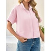 image:imageCicy Bell Womens Cropped Blouse Short Sleeve Button Down Shirt Dressy TopsLight Pink