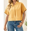 image:imageCicy Bell Womens Cropped Blouse Short Sleeve Button Down Shirt Dressy TopsLight Yellow