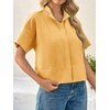 image:imageCicy Bell Womens Cropped Blouse Short Sleeve Button Down Shirt Dressy TopsLight Yellow