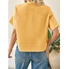 image:imageCicy Bell Womens Cropped Blouse Short Sleeve Button Down Shirt Dressy TopsLight Yellow