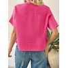 image:imageCicy Bell Womens Cropped Blouse Short Sleeve Button Down Shirt Dressy TopsRose Red