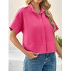 image:imageCicy Bell Womens Cropped Blouse Short Sleeve Button Down Shirt Dressy TopsRose Red