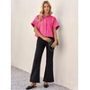 image:imageCicy Bell Womens Cropped Blouse Short Sleeve Button Down Shirt Dressy TopsRose Red