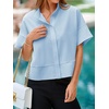 image:imageCicy Bell Womens Cropped Blouse Short Sleeve Button Down Shirt Dressy TopsSky Blue