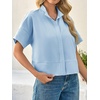 image:imageCicy Bell Womens Cropped Blouse Short Sleeve Button Down Shirt Dressy TopsSky Blue