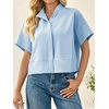 image:imageCicy Bell Womens Cropped Blouse Short Sleeve Button Down Shirt Dressy TopsSky Blue
