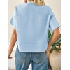 image:imageCicy Bell Womens Cropped Blouse Short Sleeve Button Down Shirt Dressy TopsSky Blue