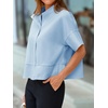 image:imageCicy Bell Womens Cropped Blouse Short Sleeve Button Down Shirt Dressy TopsSky Blue