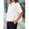 image:imageCicy Bell Womens Cropped Blouse Short Sleeve Button Down Shirt Dressy TopsWhite