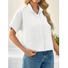 image:imageCicy Bell Womens Cropped Blouse Short Sleeve Button Down Shirt Dressy TopsWhite