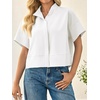 image:imageCicy Bell Womens Cropped Blouse Short Sleeve Button Down Shirt Dressy TopsWhite